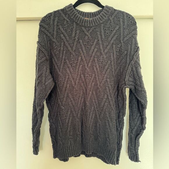 Free People Gray Isla Cable Stitch Tunic Sweater XS - Picture 2 of 5